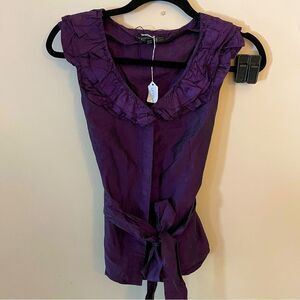 LAFAYETTE 148 black/ purple blouse, sleeveless, Sz 6
